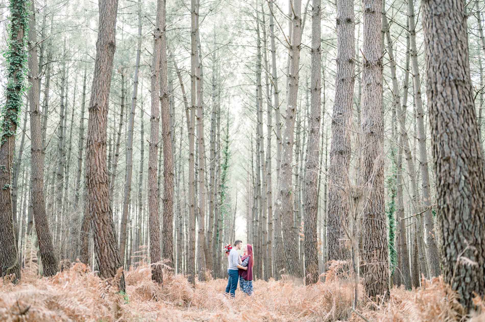 séance photo engagement forêt