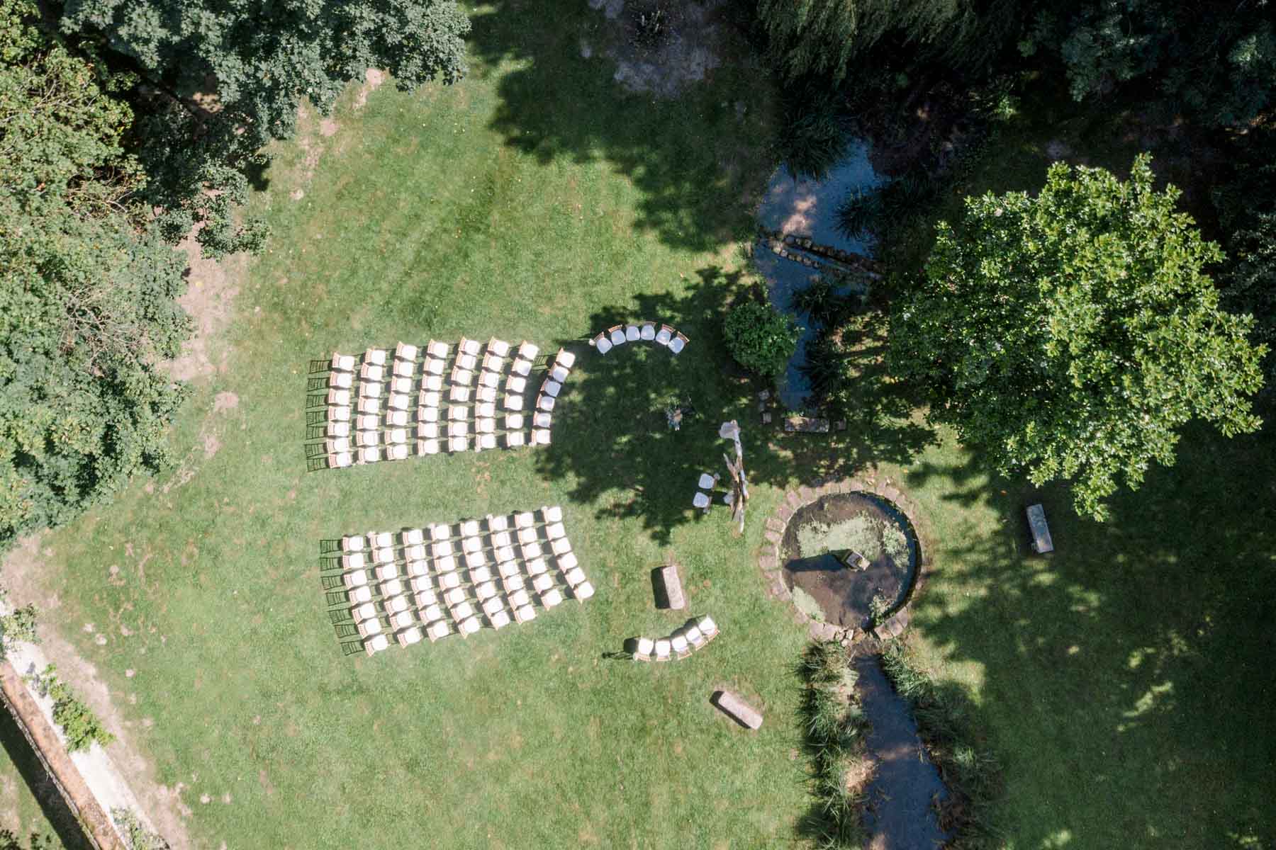 Moulin de Launoy mariage vue aérienne