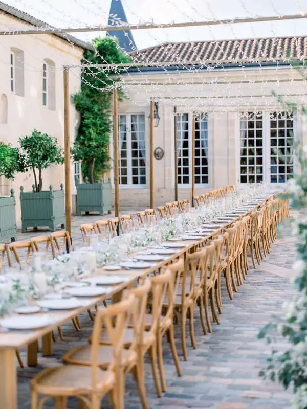 table mariage extérieur Château Pape Clément