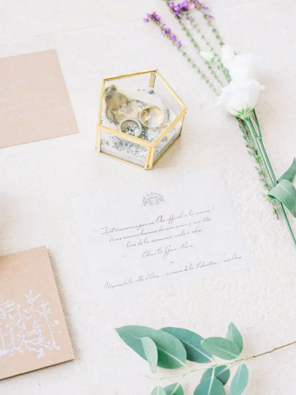 flat lay mariage Bassin d'Arcachon